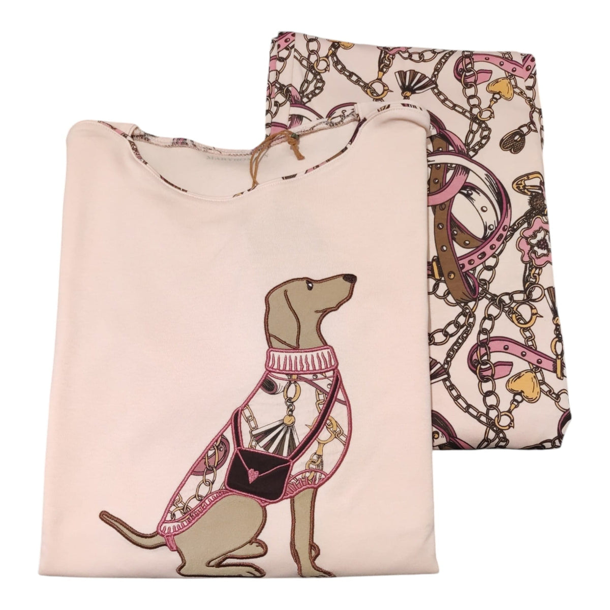 Pigiama donna Maryhome 6P86031 con maglia manica lunga e pantalone fantasia