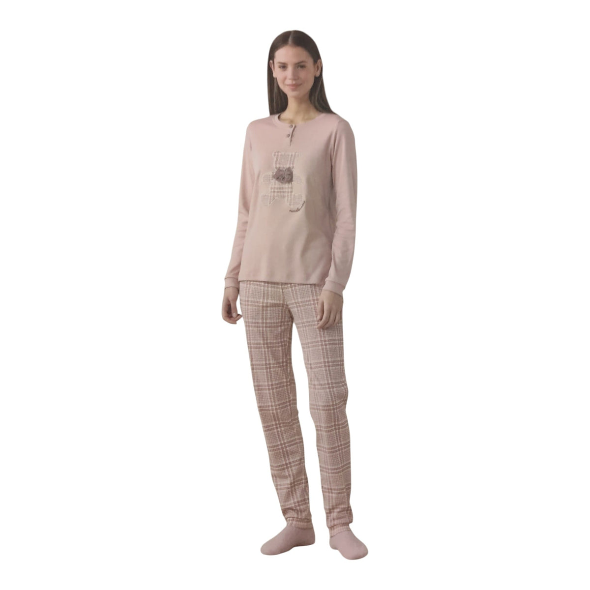 Pigiama donna Noi di Notte FA9738AB con fantasia tartan coordinata