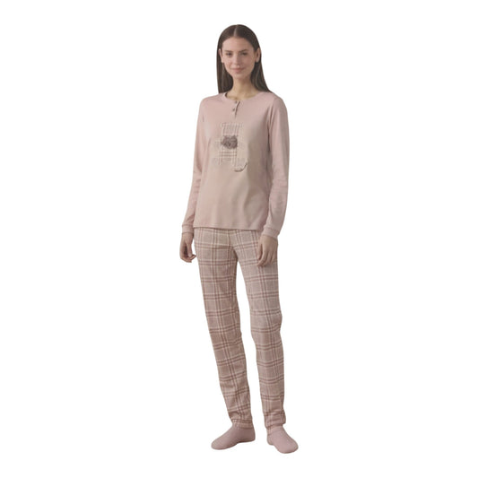 Pigiama donna Noi di Notte FA9738AB con fantasia tartan coordinata