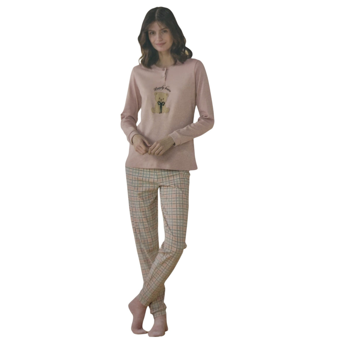 Pigiama Donna Noi di Notte FA9744AB indossato con pantalone lungo