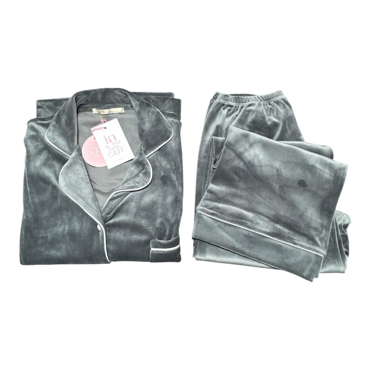 Pigiama donna Fida Lingerie I2780 in velluto grigio completamente aperto taglio uomo