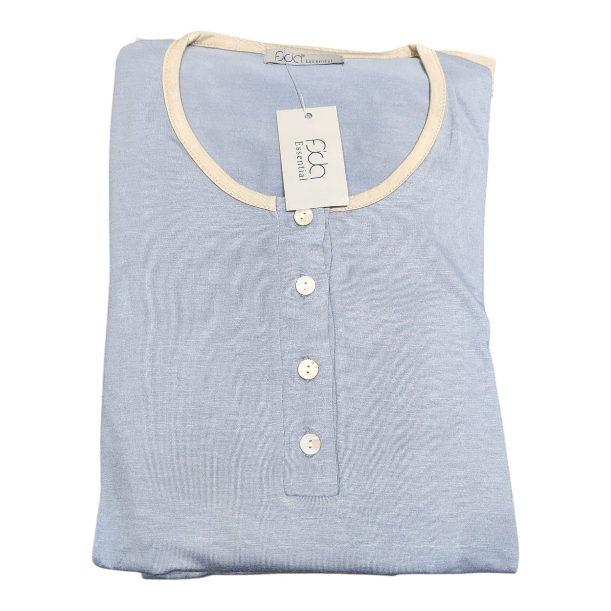 Maglia pigiama donna Fida Lingerie EI2721 con bottoni e profili a contrasto