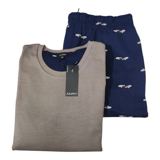 Completo Julipet Velletri con maglia girocollo e pantalone fantasia Ciabatte