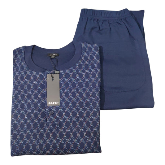 Completo Julipet Venezia con maglia serafino a rombi e pantalone tinta unita