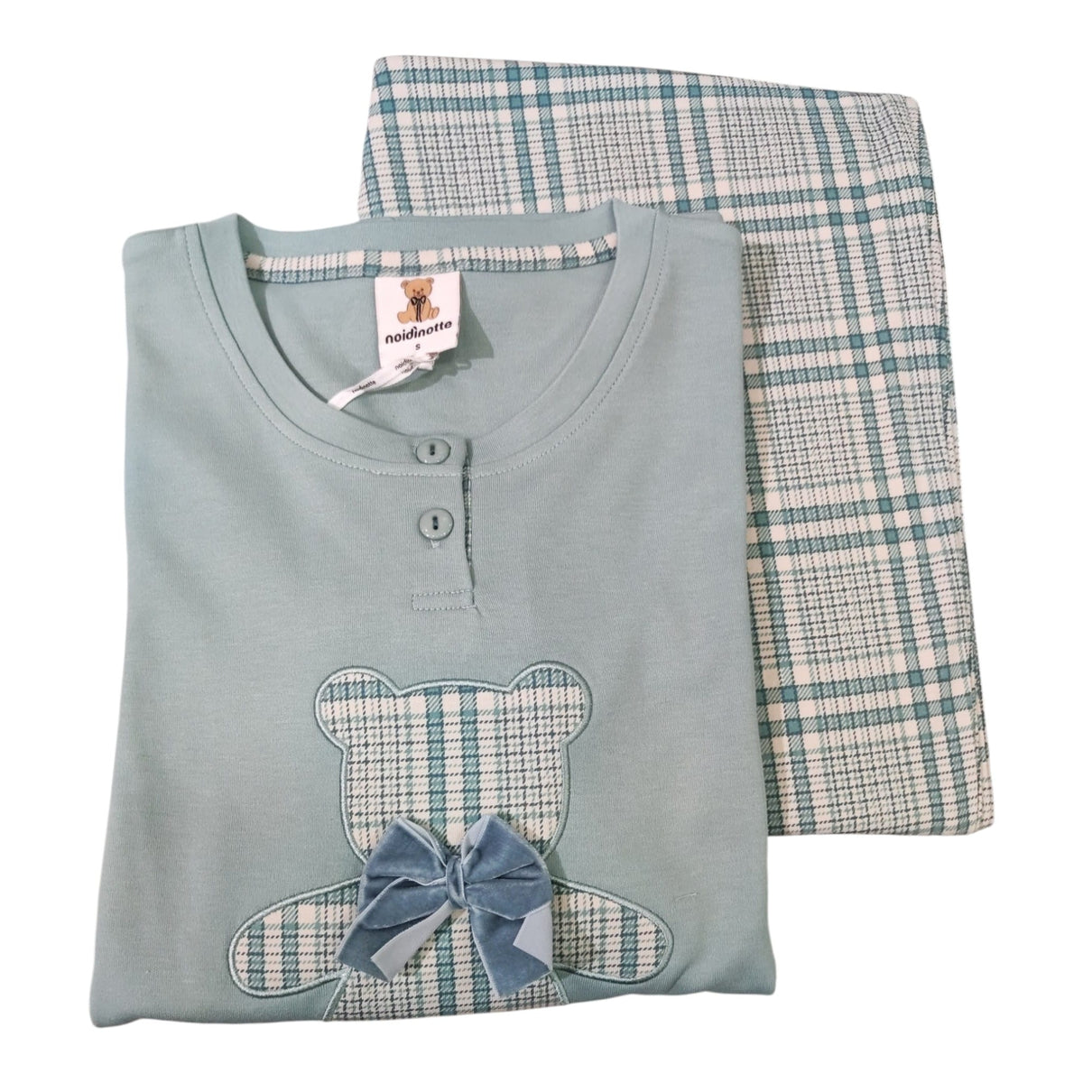 Pigiama Noi di Notte FA9738AB con orsetto e pantalone tartan