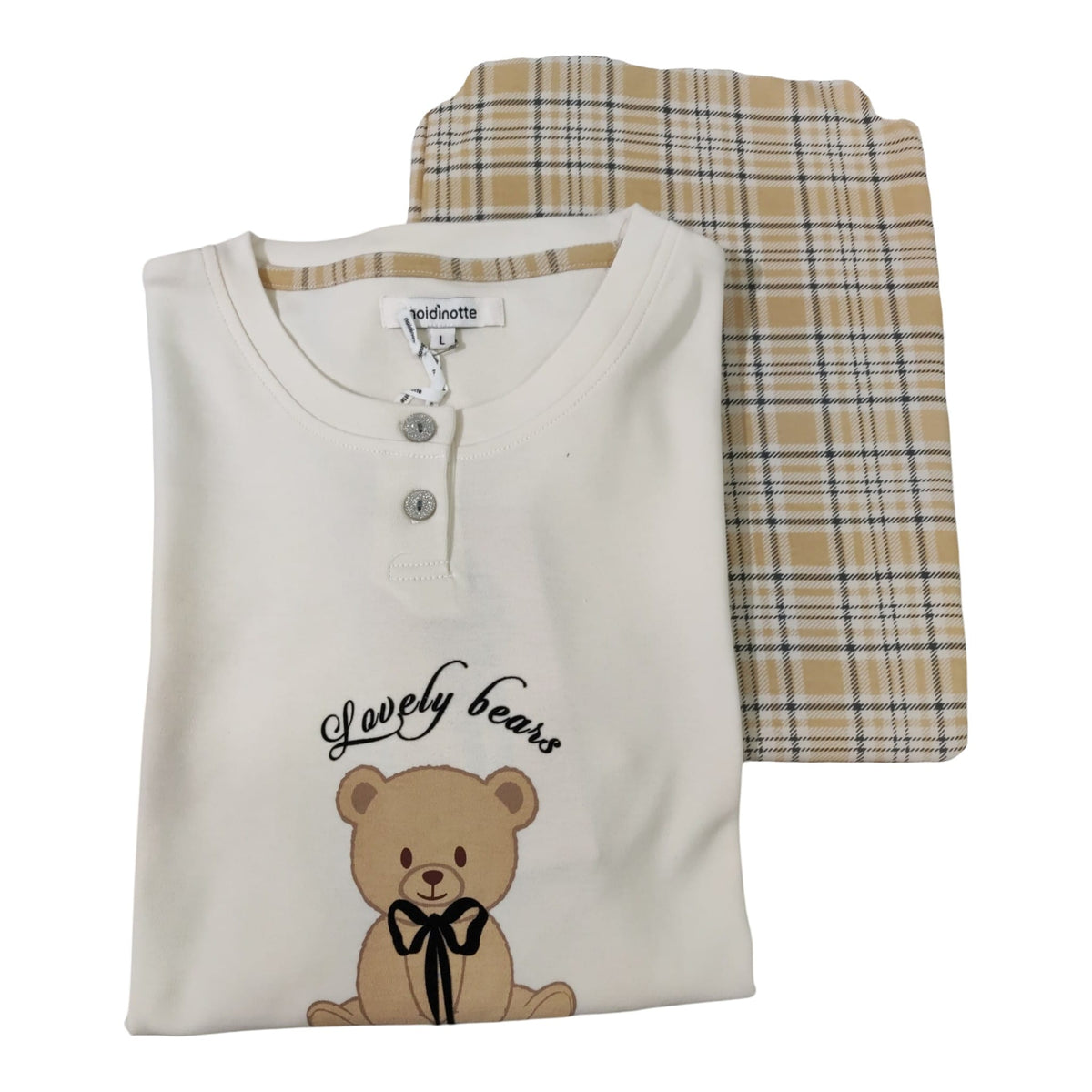 Pigiama Noi di Notte FA9744AB Lovely Bears con pantalone tartan