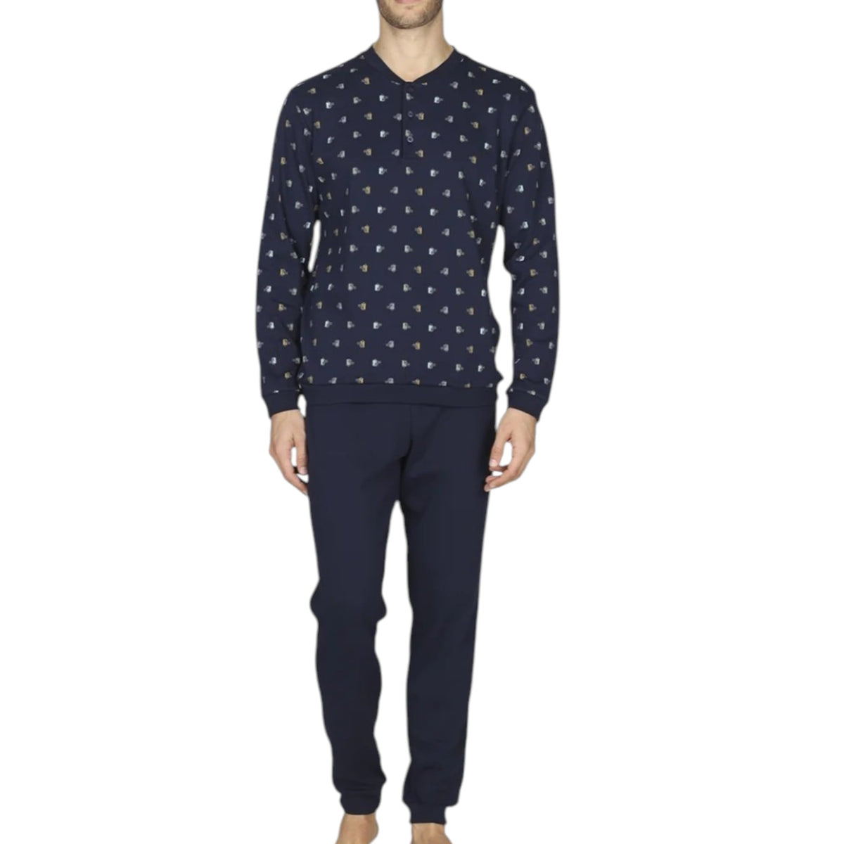 Pigiama uomo Julipet JAL913 Velletri blu serafino indossato