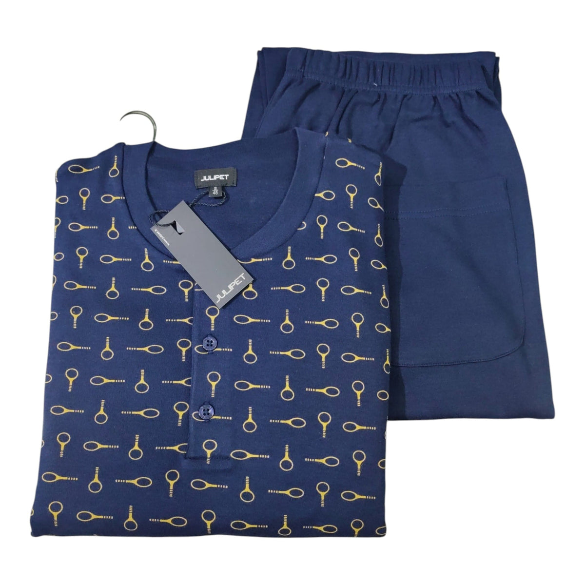 Pigiama uomo Julipet JAL926 Verona blu con fantasia racchette 100% cotone