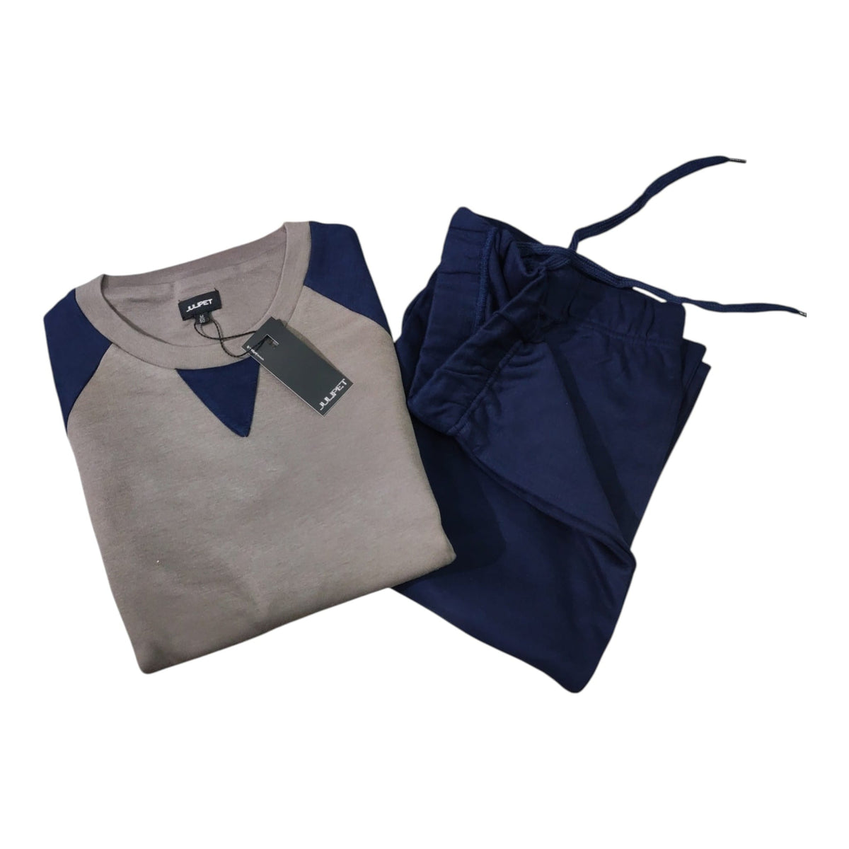 Pigiama uomo Julipet JAL939 Vetto blu e grigio in 100% cotone