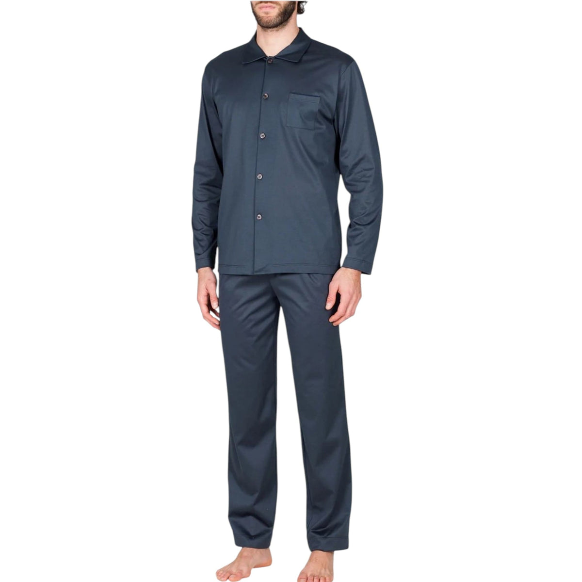 Pigiama uomo Julipet Lagonero JAL183 blu aperto indossato
