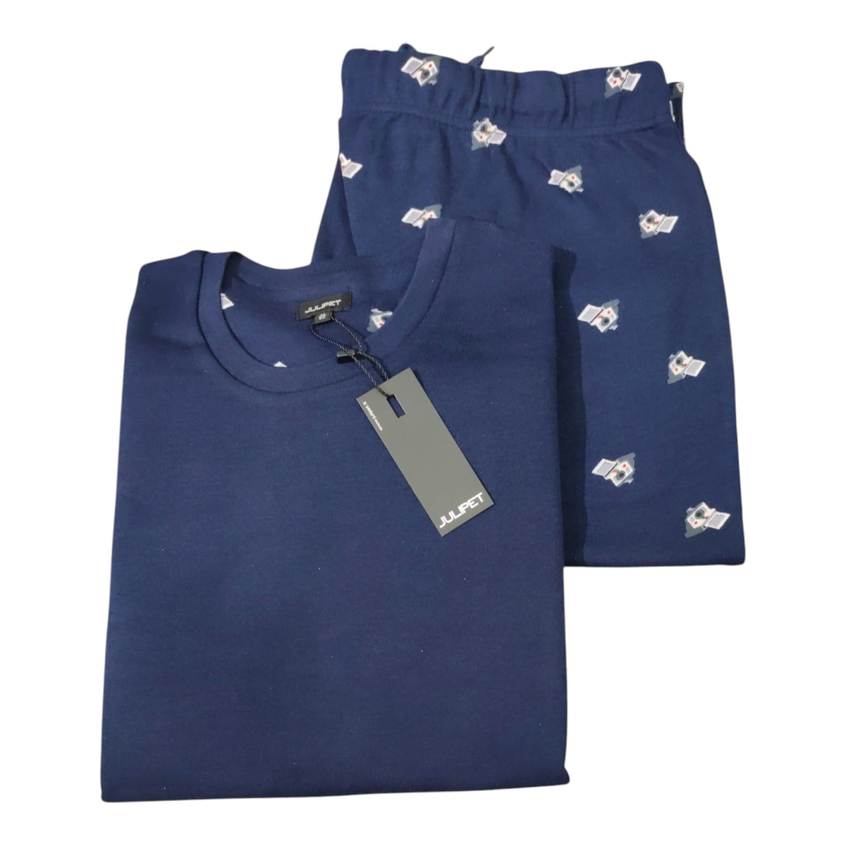 Pigiama uomo Julipet Velletri con maglia girocollo e pantalone fantasia