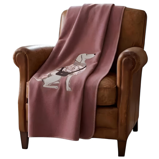 Plaid Maryplaid 160x180 cm con cane in maglia fantasia e borsa a tracolla