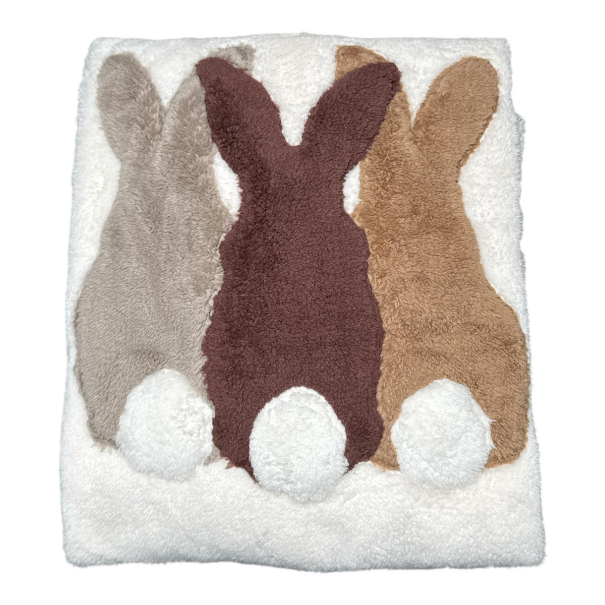 Plaid Maryplaid 6M36112 con tre conigli applicati beige tortora e marrone