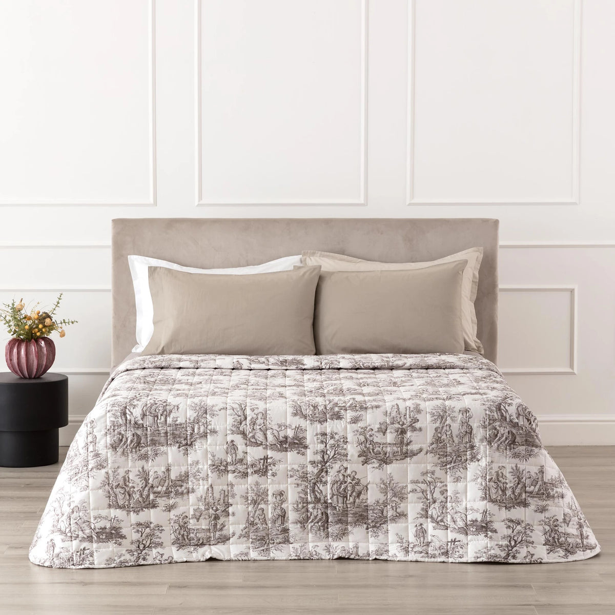 Quilt matrimoniale Reevèr Toile de Jouy in raso stampato