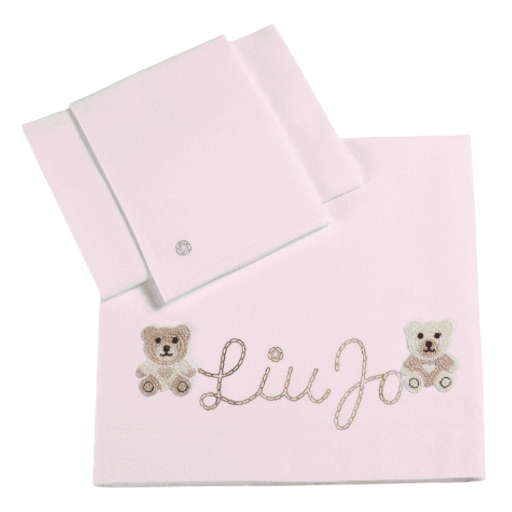 Completo Lenzuola Culla Bear Liu Jo Rosa