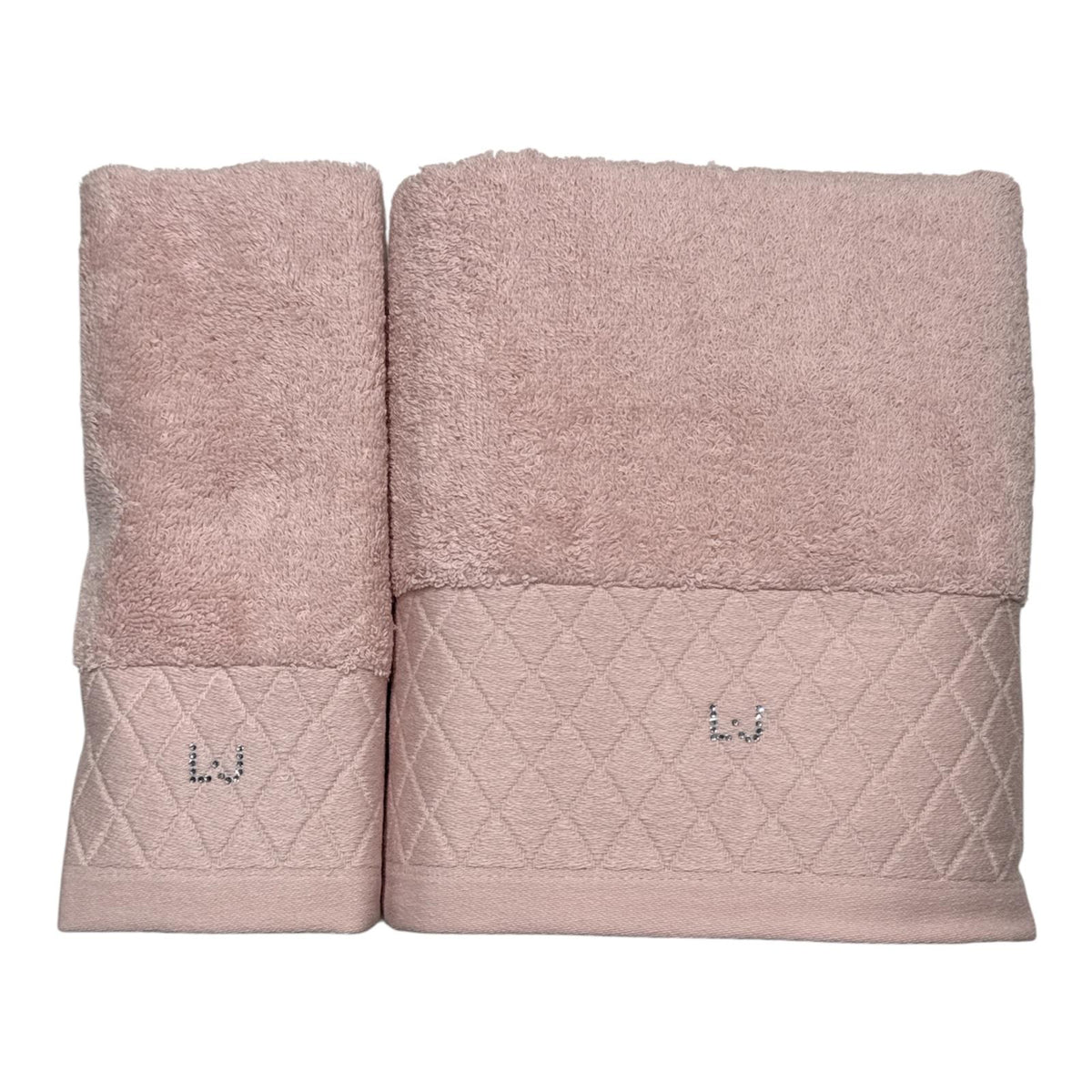 Set 2 Asciugamani Liu Jo Home Rombi LB001B in Spugna di Cotone 500 g/m²
