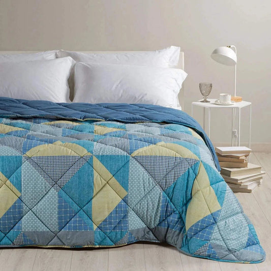 Trapunta Singola in Cotone Denim Blues Caleffi