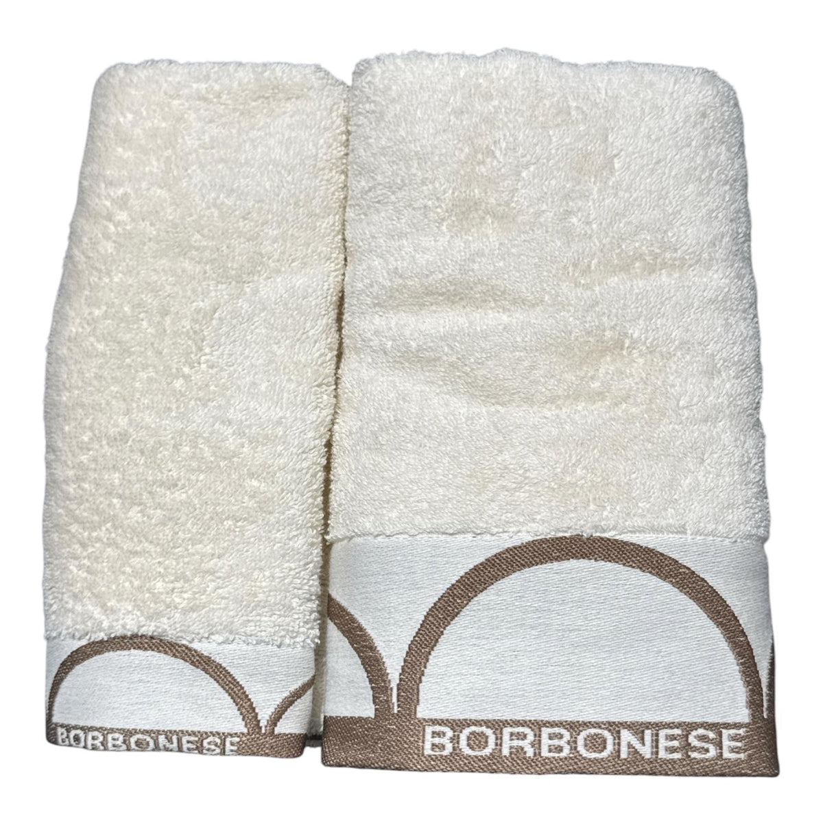 Set asciugamani viso e ospite Borbonese Home Relax perla con logo jacquard
