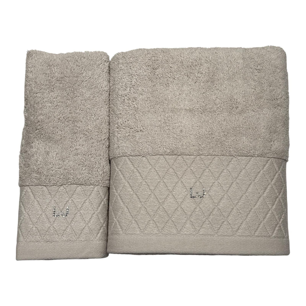 Set 2 Asciugamani Liu Jo Home Rombi LB001B in Spugna di Cotone 500 g/m²