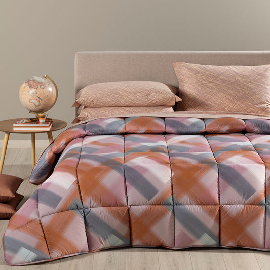 Trapunta singola Caleffi ambientata, trapunta Caleffi Derby e trapunta singola fantasia geometrica per camera da letto