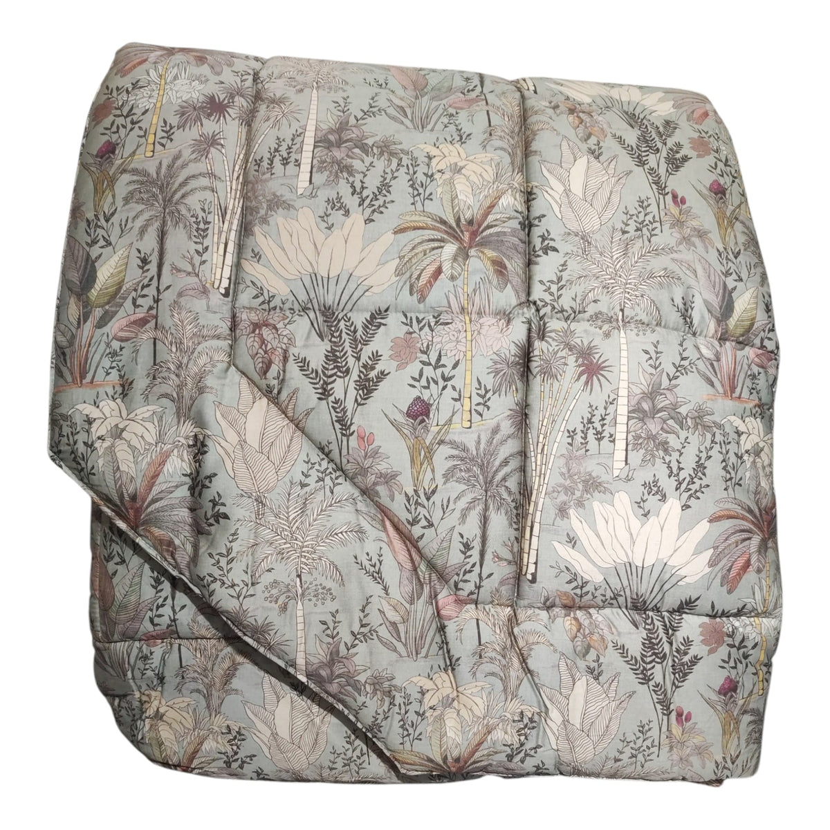 Trapunta matrimoniale Draa Fazzini verde 270x270 con fantasia botanica