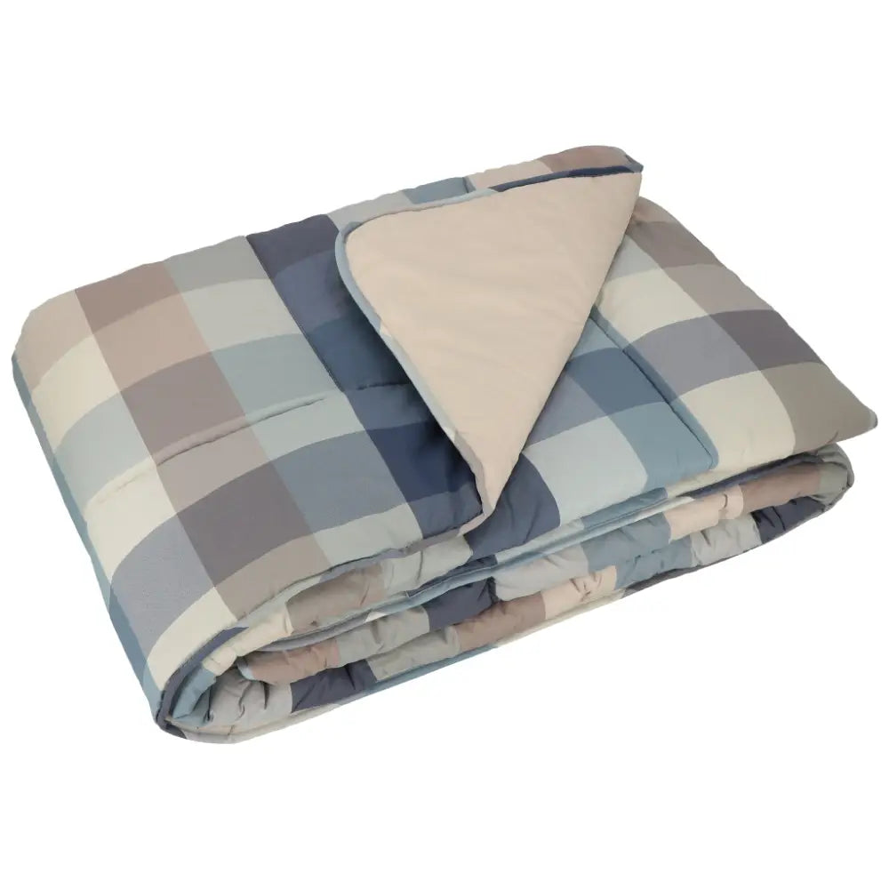 Trapunta singola Gabel Wilson Decò a quadri grigio, beige e blu con retro chiaro