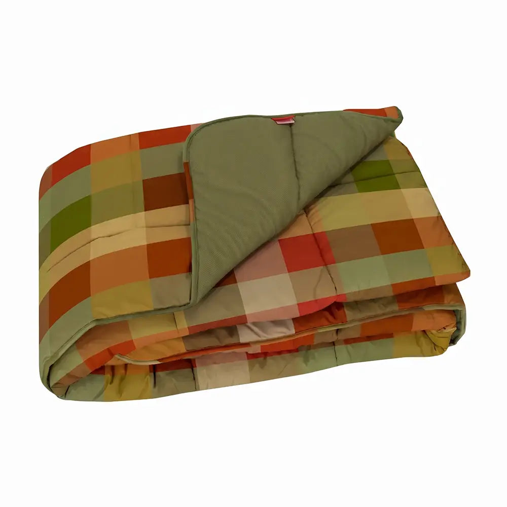 Trapunta Wilson Gabel Militare con quadri verdi e aranciati e retro verde oliva