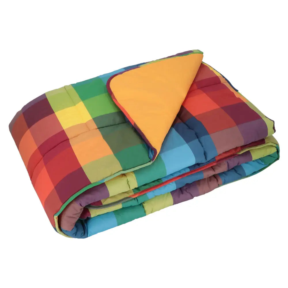 Trapunta singola Wilson Gabel Joy multicolor piegata con fantasia a quadri e retro giallo